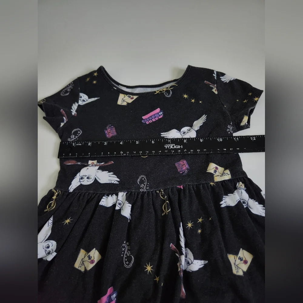 Harry Potter Hedwig Owl Letters Dress Black Halloween Short‎ Sleeve Girls XS 4/5